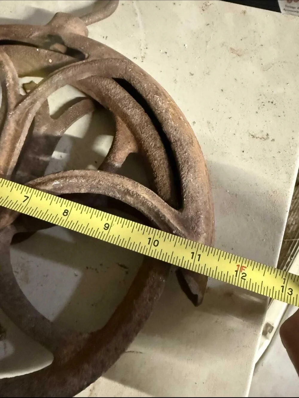 Rustic Cast Iron Pulley Wall Decor - Brown